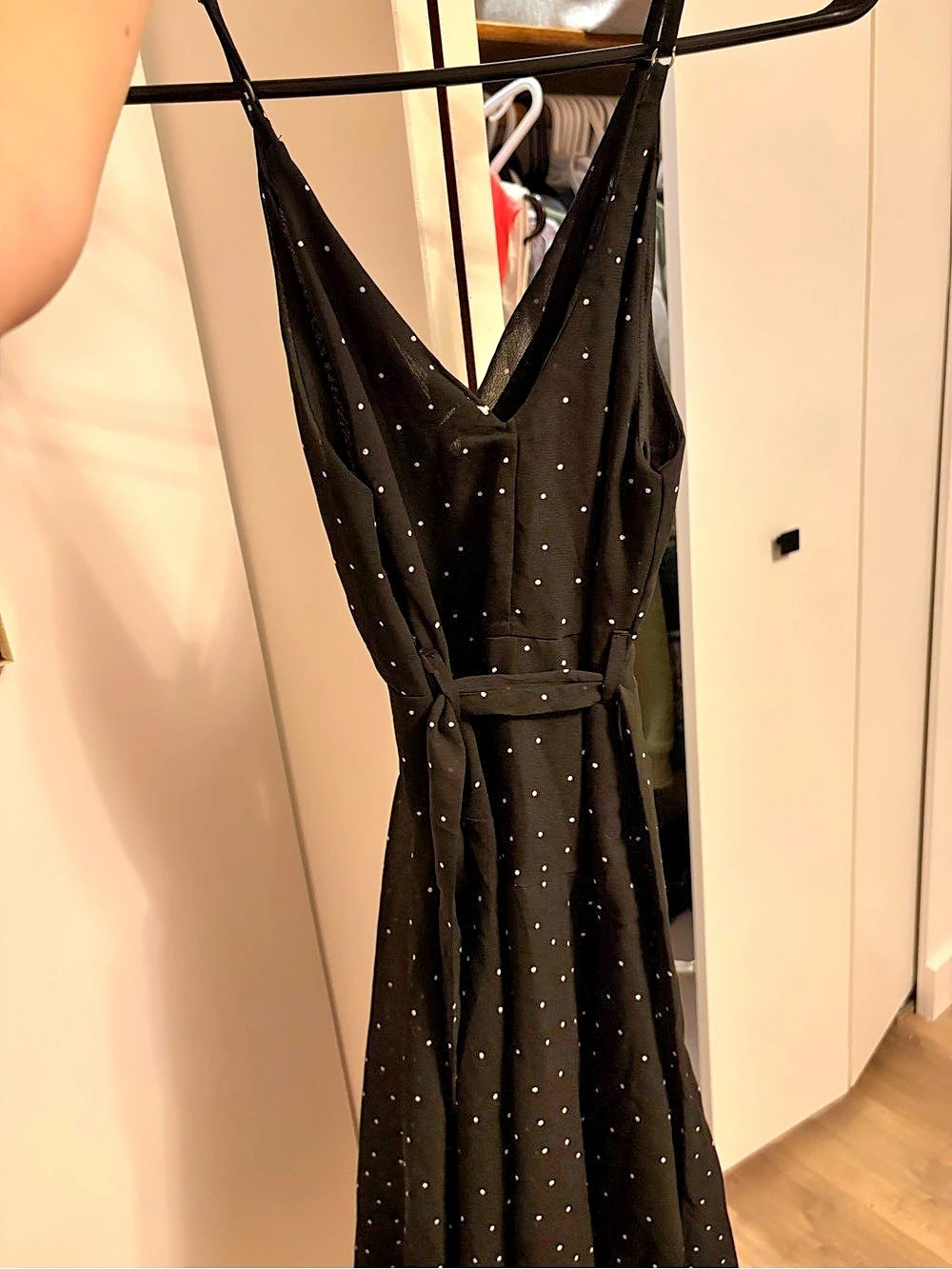 Japna Black Polka Dot Maxi Dress Size XS NWT
